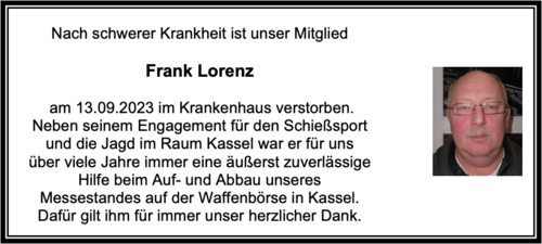 Nachruf Frank Lorenz
