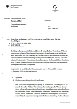 Steuerliche Maßnahmen Zur Unterstützung Der Vom Krieg In Der Ukraine ...