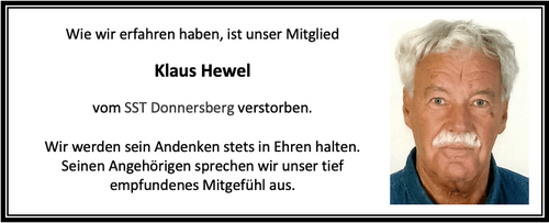 Nachruf Klaus Hewel Nachruf Klaus Hewel