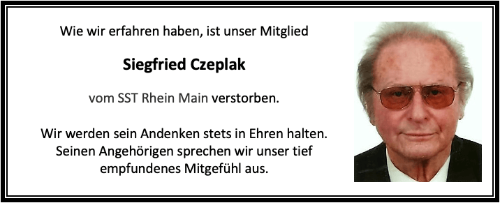 Nachruf Siegfried Czeplak Nachruf Siegfried Czeplak
